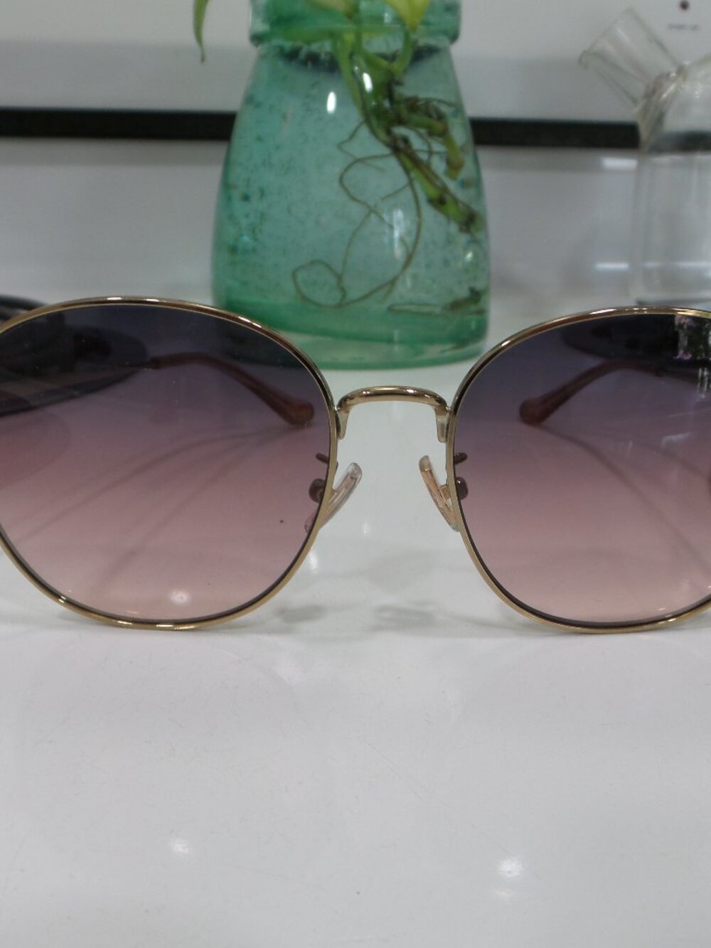 Coach HC7134 Shiny Light Gold Pink Gradient Sunglasses